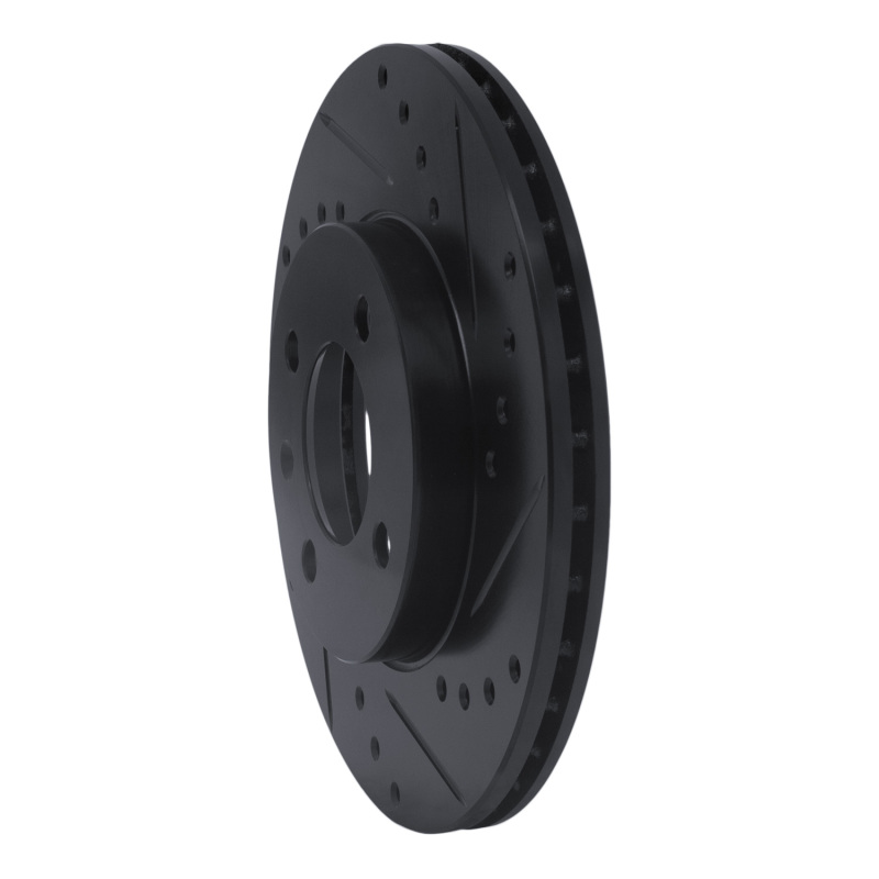 Volkswagen DERBY Brake Rotor (1) - Front Right - R1 Concepts - Drilled & Slotted - Black - `86-`08